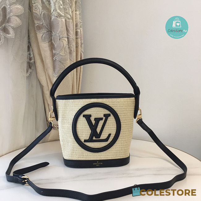 Louis Vuitton Petit Bucket Bag Raffia In Black 24 x 19 x 18.5 cm - 1
