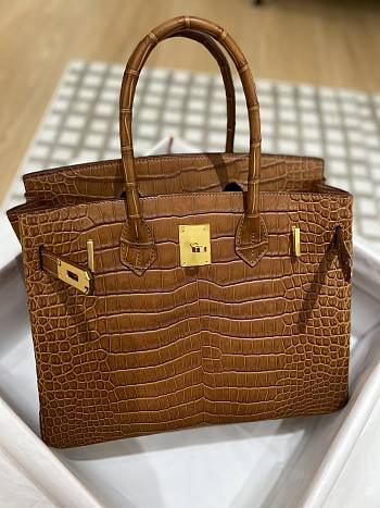 Hermes Birkin Matte Crocodile In Brown 30cm