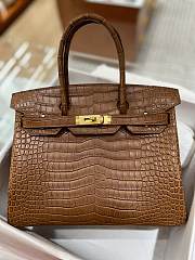 Hermes Birkin Matte Crocodile In Brown 30cm - 6