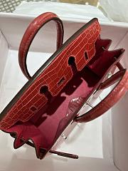 Hermes Birkin Shinny Crocodile Leather In Red 25cm - 5