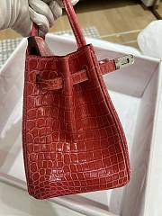 Hermes Birkin Shinny Crocodile Leather In Red 25cm - 2