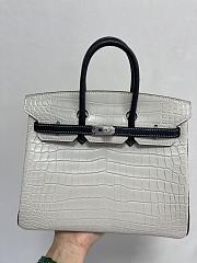Hermes Birkin Crocodile Leather In Grey Black Strap 25cm - 5