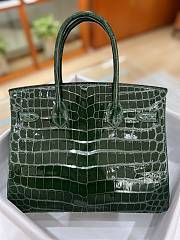 Hermes Birkin Shinny Crocodile Leather Green 30cm - 4