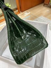 Hermes Birkin Shinny Crocodile Leather Green 30cm - 6
