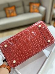 Hermes Birkin Shinny Crocodile Leather In Red 30cm - 4