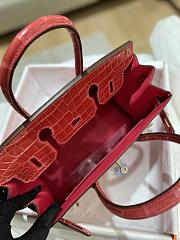 Hermes Birkin Shinny Crocodile Leather In Red 30cm - 3