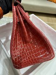 Hermes Birkin Shinny Crocodile Leather In Red 30cm - 2