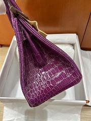 Hermes Birkin Shinny Crocodile Leather In Purple 30cm - 6