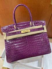Hermes Birkin Shinny Crocodile Leather In Purple 30cm - 4