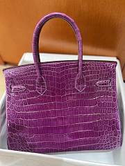 Hermes Birkin Shinny Crocodile Leather In Purple 30cm - 3