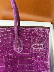 Hermes Birkin Shinny Crocodile Leather In Purple 30cm - 2