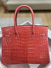 Hermes Birkin Shinny Crocodile Leather In Red 30cm - 6