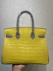 Hermes Birkin Crocodile In Yellow Grey Straps 30cm - 5