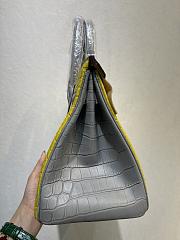 Hermes Birkin Crocodile In Yellow Grey Straps 30cm - 4