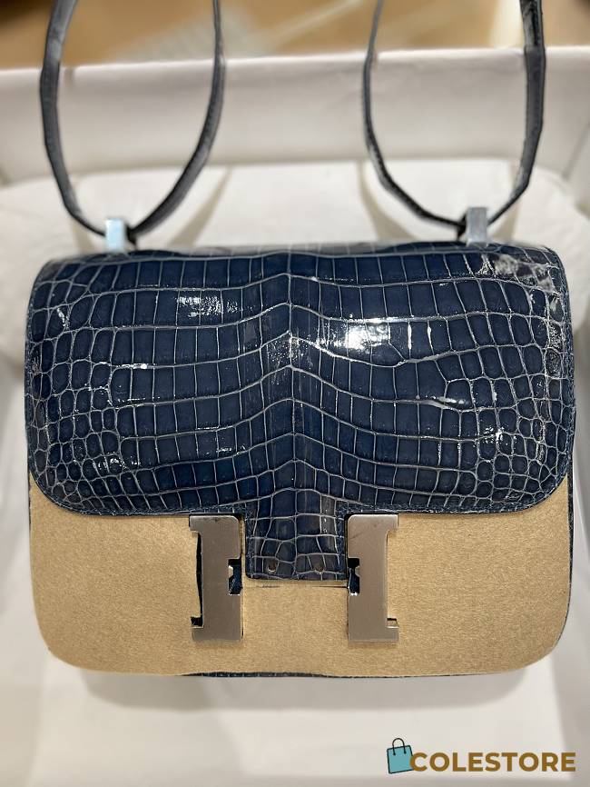 Hermes Constance 24 Blue Crocodile Leather - 1