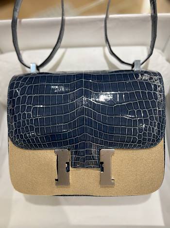 Hermes Constance 24 Blue Crocodile Leather