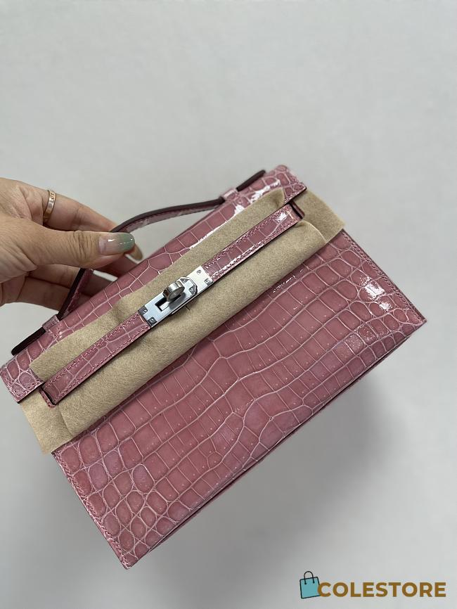 Hermes Mini Kelly In Light Pink Crocodile Leather 19 cm - 1