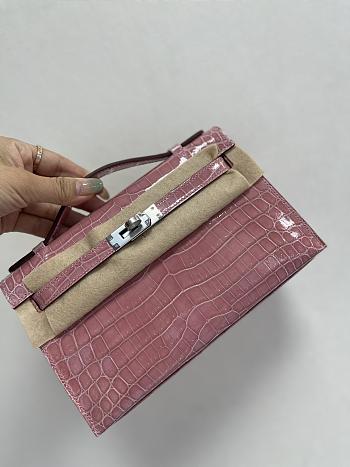 Hermes Mini Kelly In Light Pink Crocodile Leather 19 cm