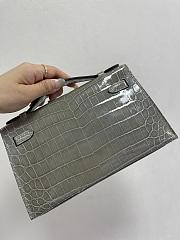 Hermes Mini Kelly In Light Grey Crocodile Leather 19 cm - 3
