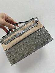 Hermes Mini Kelly In Light Grey Crocodile Leather 19 cm - 4