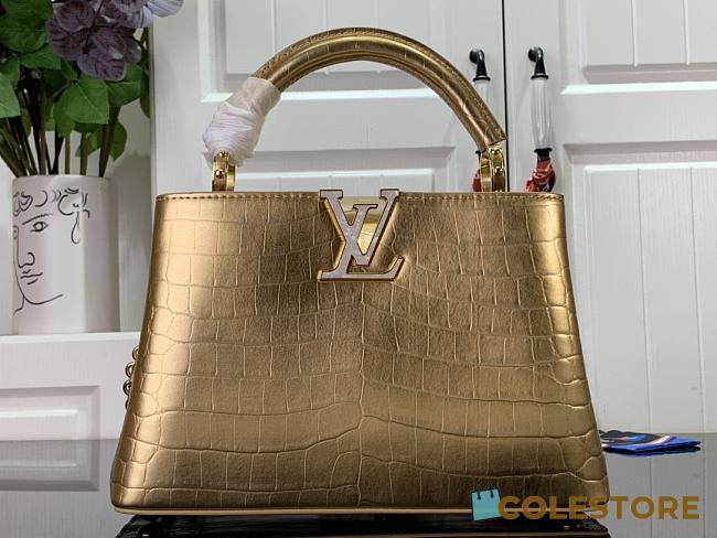 Louis Vuitton Crocodile Pattern CAPUCINES Handbag In Gold 27x18x9 cm - 1