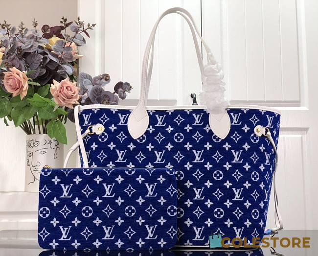 Louis Vuitton Neverfull MM Handbags In Blue 31x28x14cm - 1