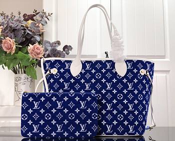 Louis Vuitton Neverfull MM Handbags In Blue 31x28x14cm