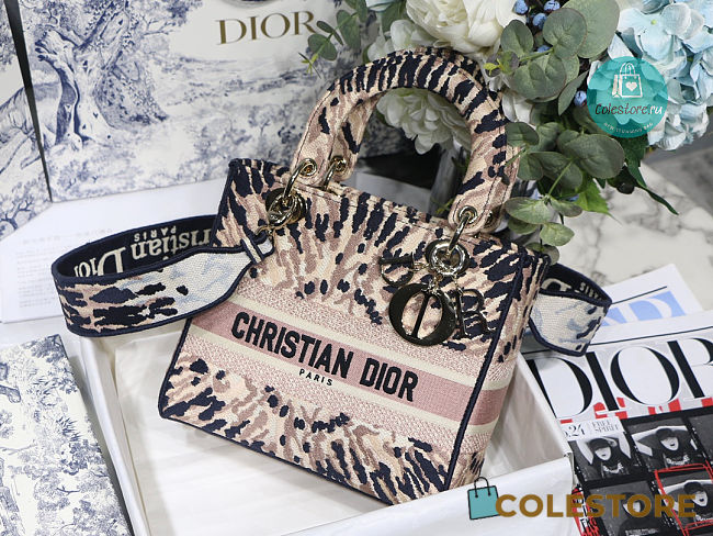 Dior Lady-lite Bag Multicolor Tie & Dior Embroidery size 24x20x11cm - 1