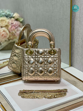 Mini Lady Dior Gold Metallic 17x7.5x14 cm