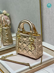 Mini Lady Dior Gold Metallic 17x7.5x14 cm - 6