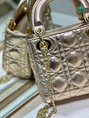Mini Lady Dior Gold Metallic 17x7.5x14 cm - 5