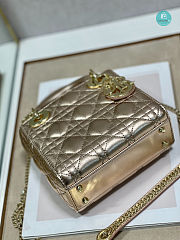 Mini Lady Dior Gold Metallic 17x7.5x14 cm - 4