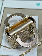 Mini Lady Dior Gold Metallic 17x7.5x14 cm - 3