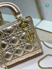 Mini Lady Dior Gold Metallic 17x7.5x14 cm - 2