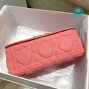 Medium Dior Caro bag Bright Pink Macrocannage Denim 25.5x15.5x8 cm - 3
