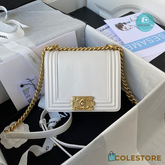 Chanel Mini Boy Handbag In White 18x13x6.5 cm - 1