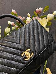 Chanel Coco Handle Chevron Caviar In Black 29x18x12 cm - 6