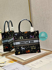 Dior Small Black Multicolor Zodiac Embroidery Book Tote 26.5×21×14cm - 3