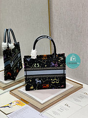 Dior Small Black Multicolor Zodiac Embroidery Book Tote 26.5×21×14cm - 4