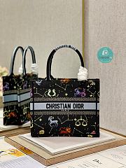 Dior Small Black Multicolor Zodiac Embroidery Book Tote 26.5×21×14cm - 1
