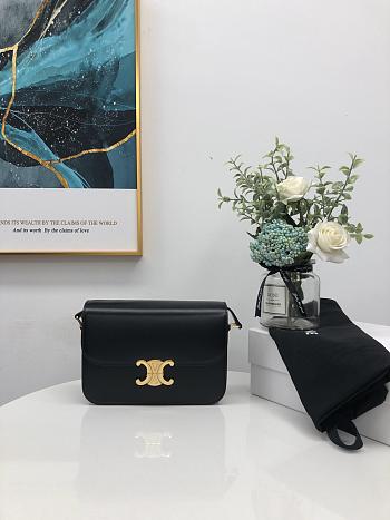 Celine Medium Triomphe Bag Calfskin In Black 18736 Size 22x16.5x7cm