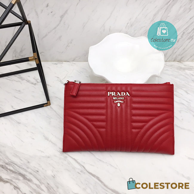 Prada Diagramme Wallet On Chain In Red 28×17.5 cm  - 1