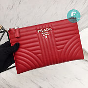 Prada Diagramme Wallet On Chain In Red 28×17.5 cm  - 5