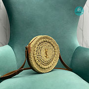 YSL Sac Round Raffia Bag In Neutral 21cm - 6