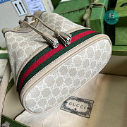 Gucci Ophidia GG Buckket Bag In Beige and White Canvas 15x19x9cm - 4