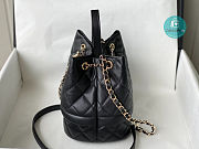 Chanel 10B Rolled Up Bucket Bag In Black Caviar Leather 26x20x15 cm - 6
