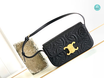 Celine Triomphe Shoulder Bag In Quilted Triomphe Lamskin In Black 20x10x4cm 