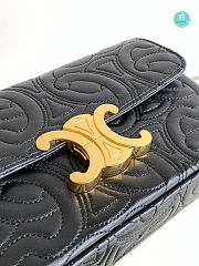 Celine Triomphe Shoulder Bag In Quilted Triomphe Lamskin In Black 20x10x4cm  - 5
