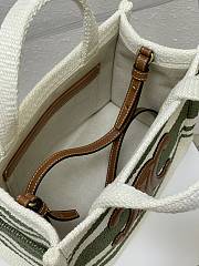 Celine Small Cabas Thais In Striped Fabric And Calfskin Green 29x16x13cm - 2