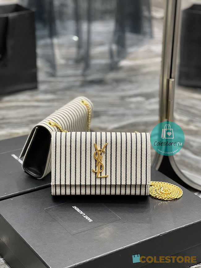 YSL Small Chain Bag In Canvas And Smooth Leather 20x13.5x5.5cm - 1